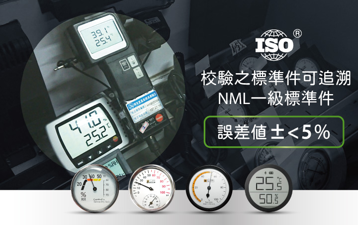 收藏家各形式溫濕度計標準都可追溯NML一級標準